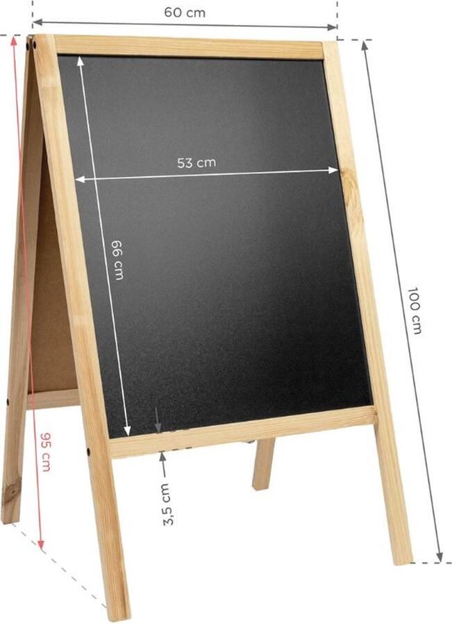 B Base Krijtstoepbord 60x100cm naturel Hout stoepbord dubbelzijdig Krijtbord – Stoepbord – Krijtbord buiten – Krijtbord horeca