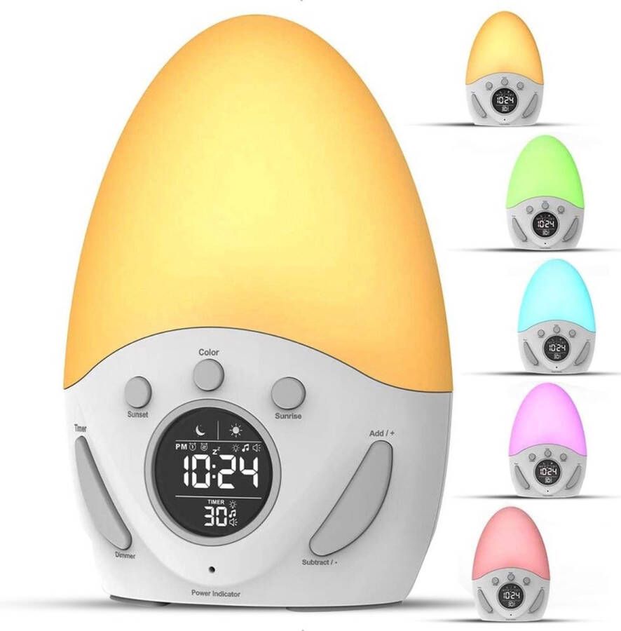 B-care Wake-up Light Inclusief Adapter Lichtwekker Slaaphulp Digitale Wekker Met Lamp Wake Up Light Wekker Sunset Lamp Makkelijk In Gebruik Snooze Functie 2 Wektijden 5 Kleuren 9 Helderheidsaanpassingen White Noise Machine