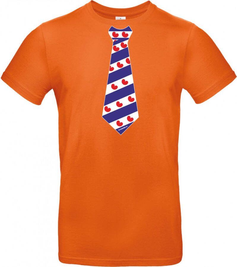B&C T-shirt oranje EK voetbal 2024 met Friese stropdas Maat XL
