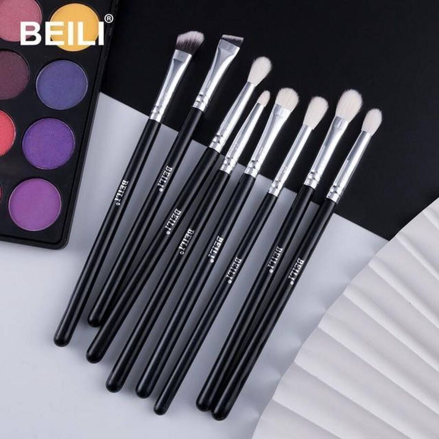 B&N Trading Make-up BEILI Professionele 8 stks Classic Naturale Oogmake-up Kwasten Set Oogschaduw Wenkbrauw Blending Smokey Black Beauty Make up Borstels