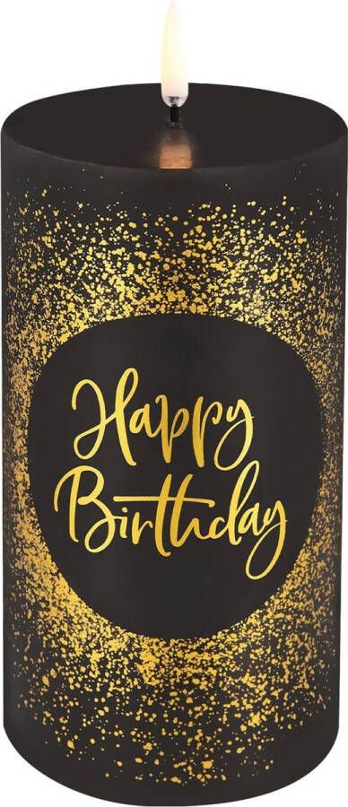 B-home-interieur.be Led Kaars Happy Birthday Led Pillar Birthday Candle H 15 Cm Black