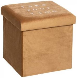 B-home-interieur.be Opberbox Take Your Time Box opbergbox opvouwbare linnen tas zitbank velvet okergeel 40 x 40 x 40 cm