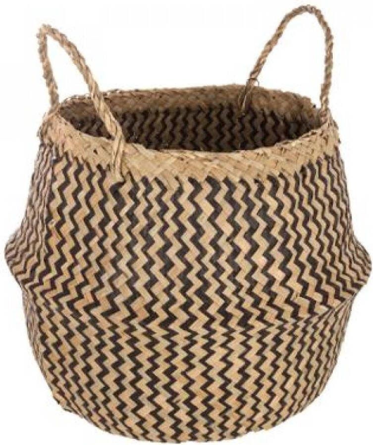 B-home-interieur.be Opbergmand mandje seagr Borden opvouwbaar patroon zwart -diameter 35 x hoogte 30 cm