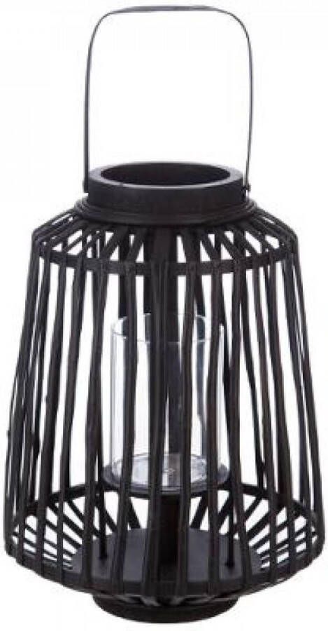 B-home-interieur.be windlicht lantaarn rotan zwart- hoogte 40 cm