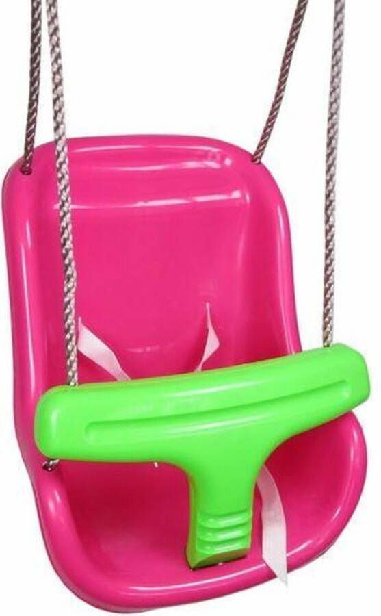 B-Play Babyschommel Luxe Roze Appel Groen met PP Touwen