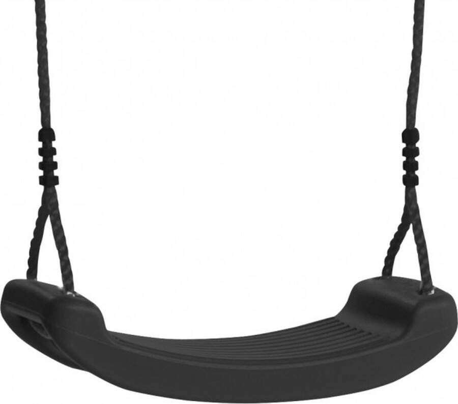 B-Play Kunststof Schommelzitje Antraciet met zwarte gevlochten touwen