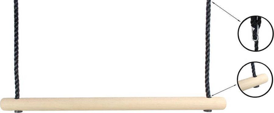 B-Play Trapeze Hout met PP Touw Zwart