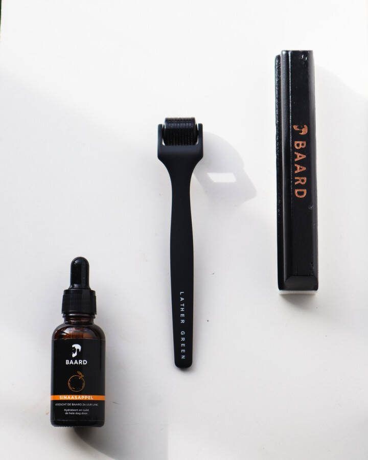 Baardstore Baardgroei kit met Baardbar om haar op te ruimen Baardroller Baardolie Sinaasappel Baardverzorgingset Baardverzorging 3 delig