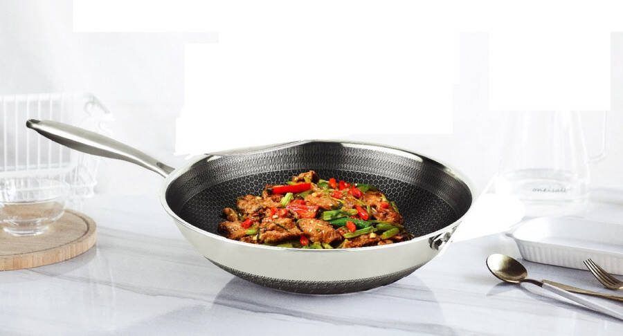 Babij cooking Wokpan honinggraat 32cm zonder deksel