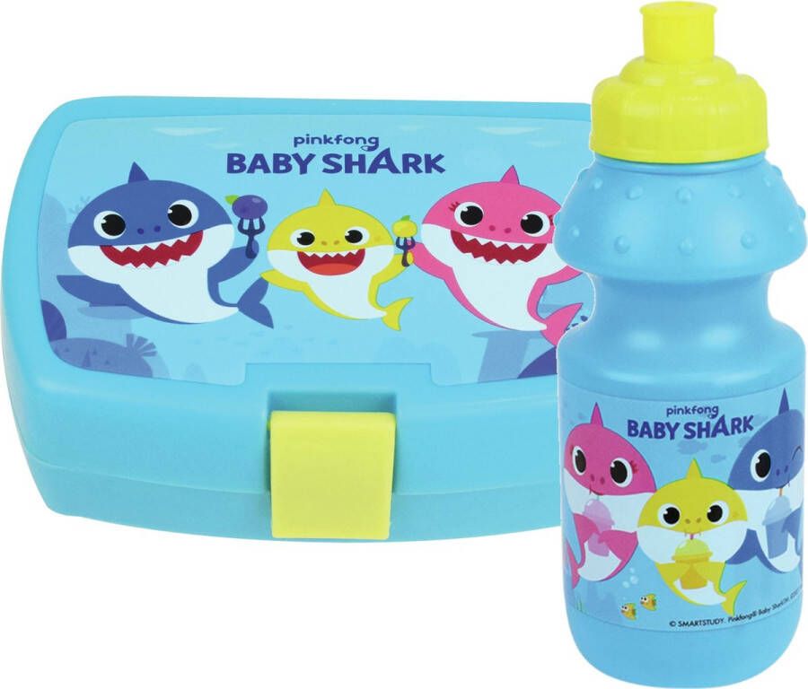 Baby Shark 1x Kinder lunch set van kunststof Lunchboxen