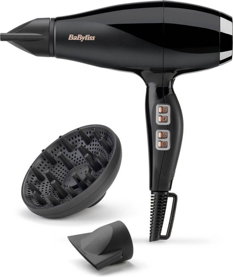 BaByliss Air Power Pro 2300 6716DE Föhn met diffuser en 2 extra blaasmonden 122 km u Coolshot