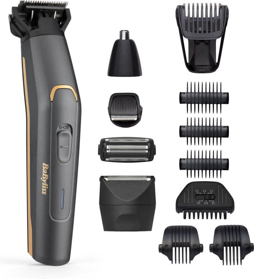 BaByliss Graphite Precision 12 in 1 Multi-Trimmer Trimmerset MT987E Precisie Baardtrimmer Bodygroomer Wenkbrauw Oor Neustrimmer