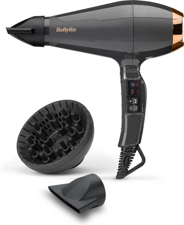 BaByliss Italian Air Pro 2200 6719DE haardroger 75mm Blaasmond 90mm Blaasmond Diffuser Föhn