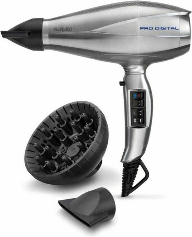 BaByliss Pro Digital Föhn 6000E 2200W Diffuser + 2 Blaasmonden Digitale motor