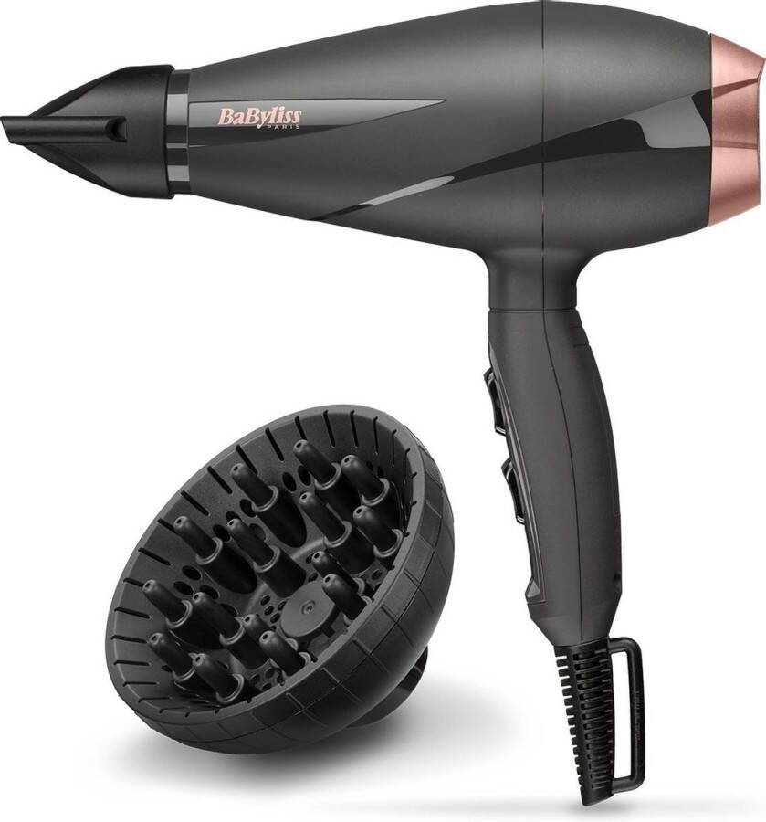 BaByliss Smooth Pro 2100 Föhn 6709DE Fohn met diffuser en blaasmond Haardroger Professionele AC-Motor 2100 Watt Coolshot