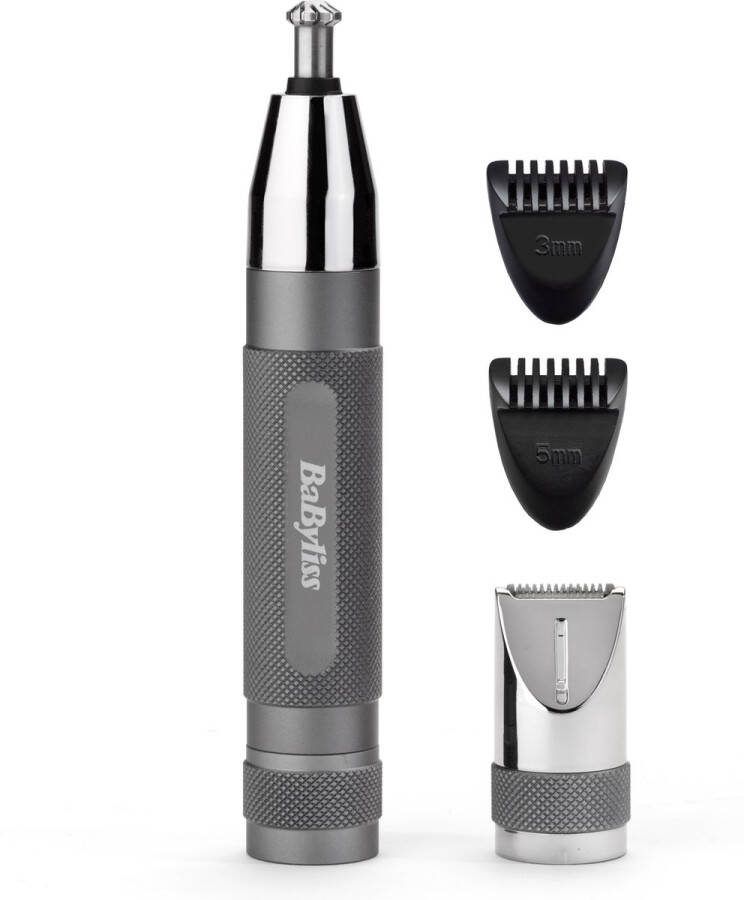 BaBylissMEN Super-X Metal Series Precisietrimmer E116E Neustrimmer wenkbrauwtrimmer incl. 2 opzetkammen