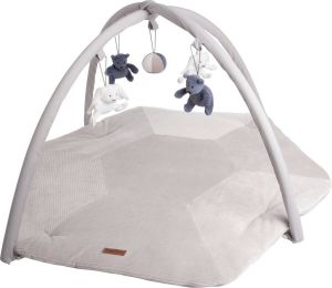 Baby's Only Baby speelkleed met boog Baby gym Playmat Speelmat Sense Vintage blue Kiezelgrijs Wit Zachte rib corduroy stof 94x83 cm