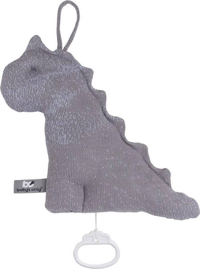 Baby's Only Gebreid baby Muziekdoosje Muziekhanger dino Marble Cool Grey Lila Muziek speelgoed