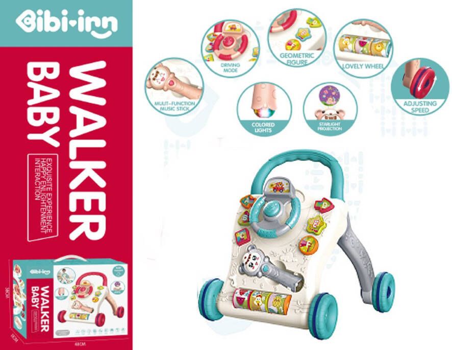 BabyWalker Baby Walker Educatief Babyspeelgoed met muziek en lichtjes loopspeelgoed voor baby rood