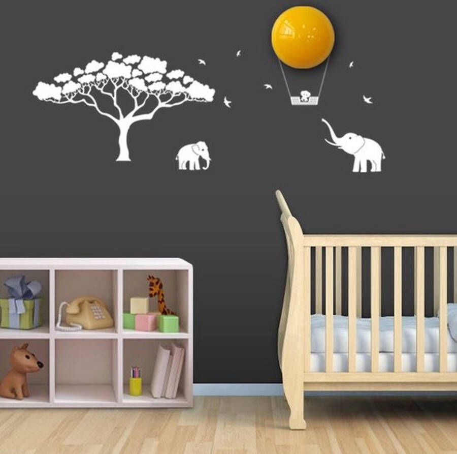 BabyZoo Nachtlampje Zon Maan met stickers Jungle Olifant Kinderkamer LED