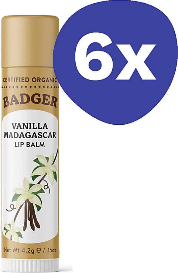 Badger Balm Badger Certified Organic Lippenbalsem Sticks (6x 4 2gr)