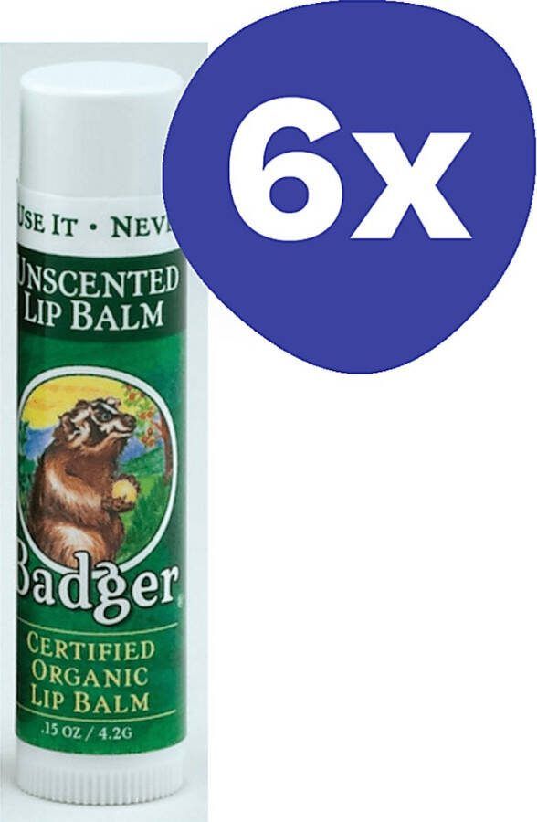 Badger Balm Badger Certified Organic Lippenbalsem Sticks (6x 4 2gr)