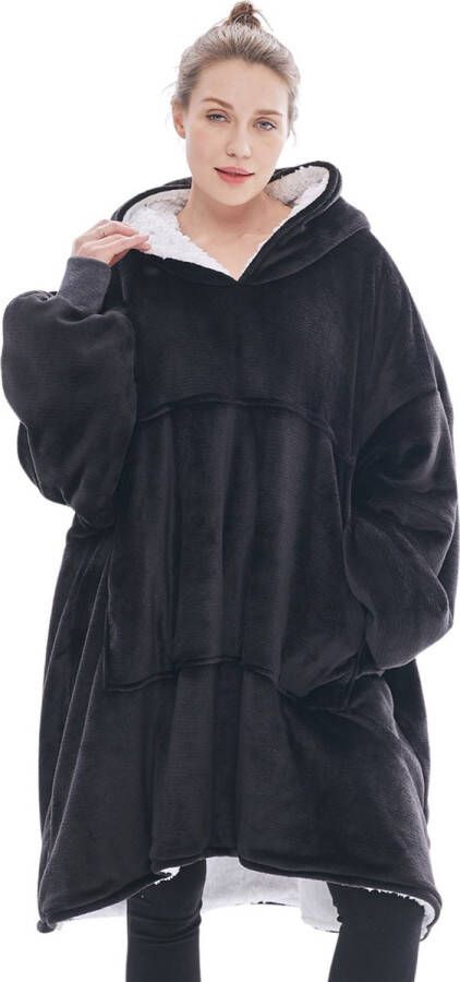 Badrock Snuggie deken met mouwen – Oversized hoodie – Fleece deken – Fleece snuggie – TV deken – Plaid met mouwen – Warm & zacht – Sherpa snuggie – Fleece poncho Knuffelen – paars