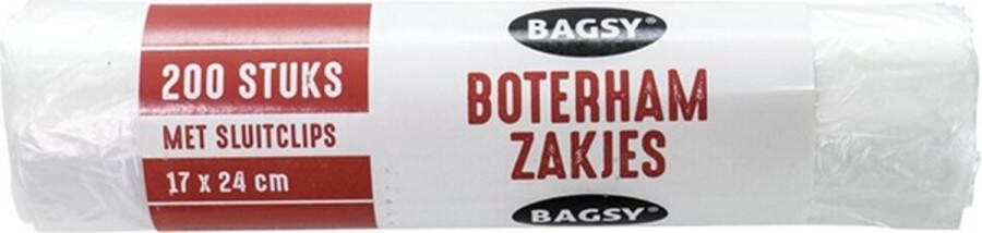 Bagsy boterhamzakjes 200 stuks plastic zakken 17x24 cm