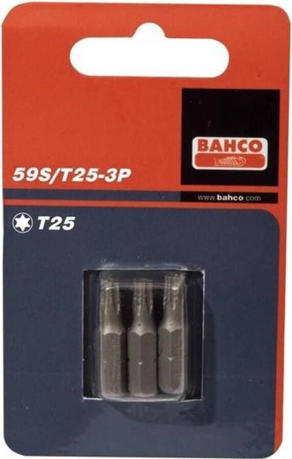 Bahco bits voor Torx schroeven T25 25 mm hooggelegeerd kwaliteitsstaal 14 3 stuks