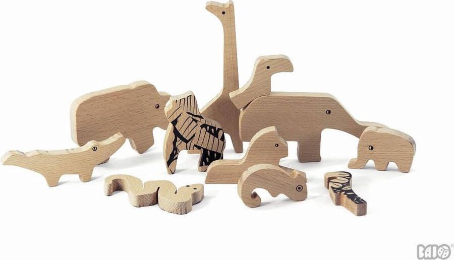 Bajo dubbelzijdige houten vormenpuzzel Jungle 10 stukjes