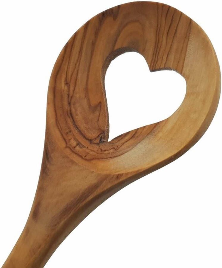 Bakmina Kooklepel met hart gemaakt van olijfhout 30 cm