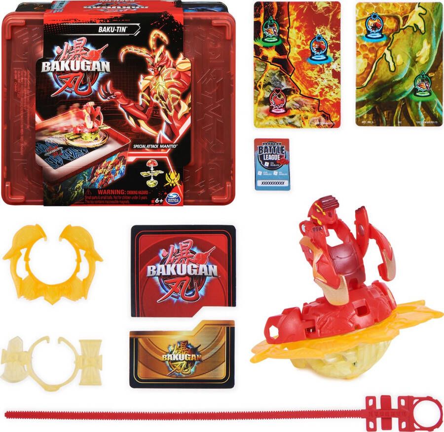 Bakugan Baku-tin met Special Attack Mantid spinnend actiefiguur in opbergblik