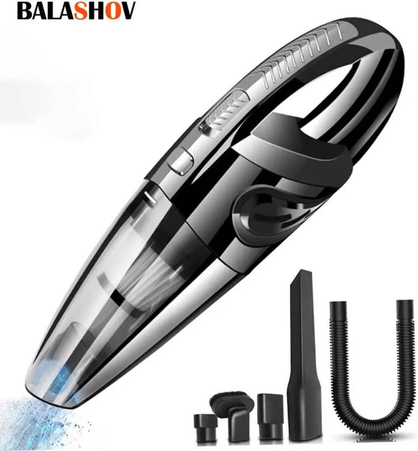 BALASHOV Draadloze stofzuiger Handstofzuiger Auto stofzuiger Mini stofzuiger Handstofzuiger draadloos Voor huisdierhaar Voor auto Zwart