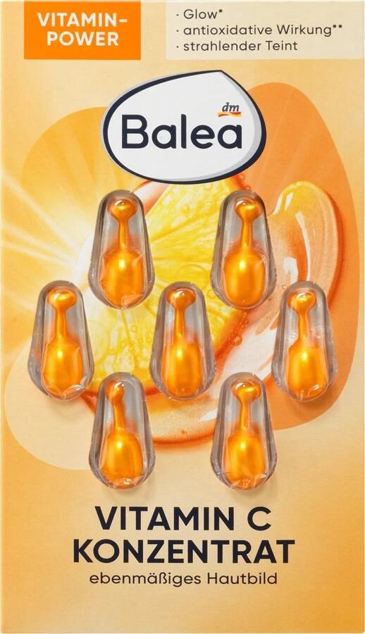 Balea Vitamine C-concentraat (7 capsules) Huidverzorging Skin-care Gezichtsverzorging Concentraat Vitamine C Antioxidant Vitamine E