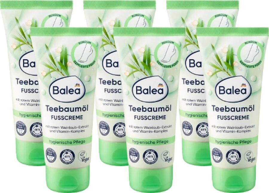 Balea Voetcrème Tea tree olie VOORDEELVERPAKKING 6x100ml Veganistiche formule