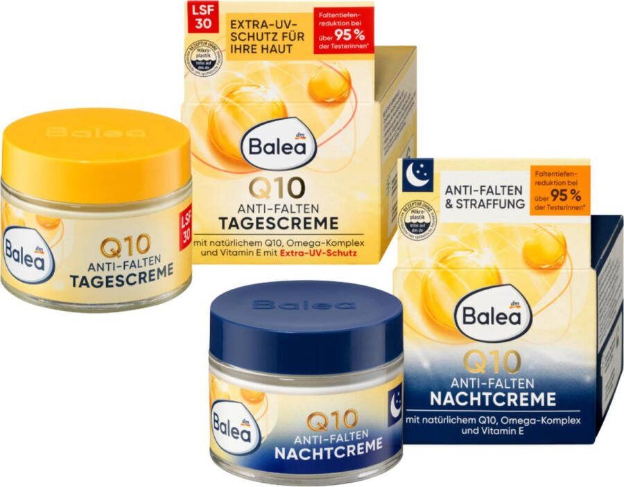 Balea Dm Q10 Dag & Nachtcreme Unisex Voordeelpack Antirimpel Gezichtscreme- 2-pack (2x50 ml)
