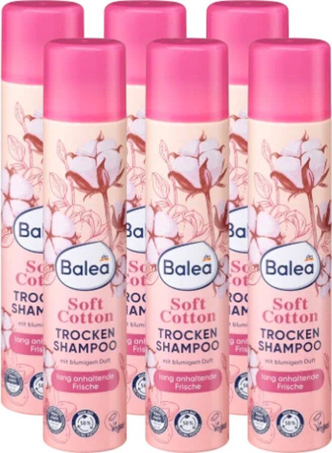 Balea Droogshampoo Soft Cotton VOORDEELVERPAKKING 6x200ml Frisse katoen geur