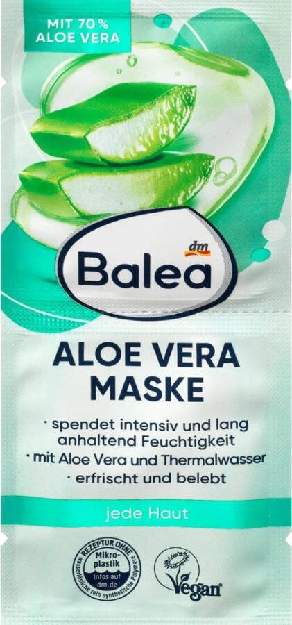 Balea Gezichtsmasker aloë vera (2x8 ml) 16 ml Vegan