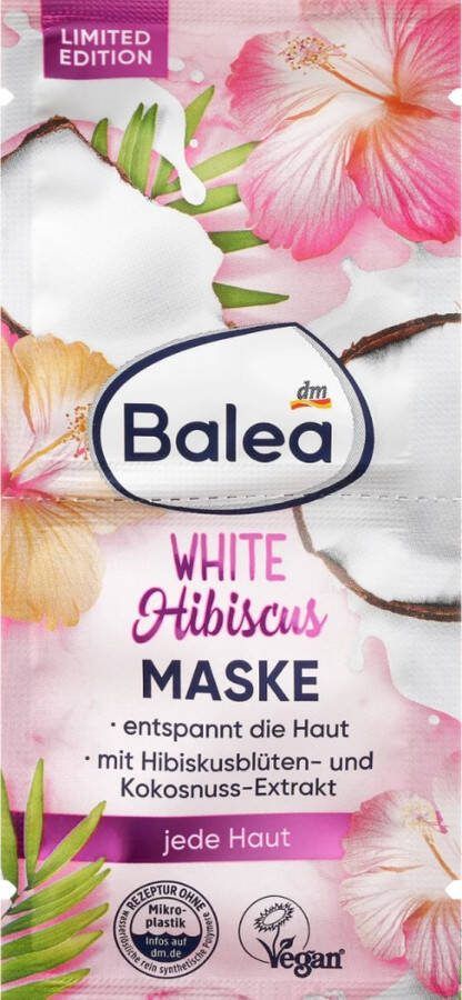 Balea Gezichtsmasker Witte Hibiscus (2x8 ml) 16 ml Vegan