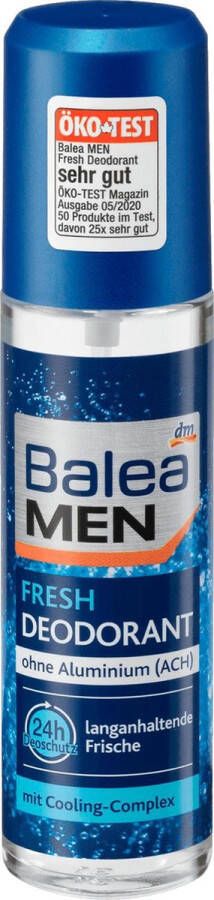 Balea Men Reisflesje Deodorant spray Fresh Huidneutraal Zonder aluminium (ACH) Reisverpakking (75 ml)