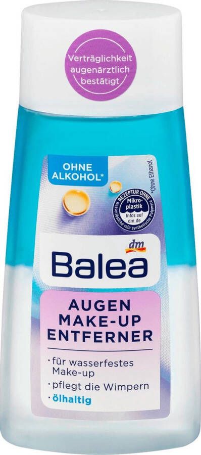 Balea Oogmake-up remover met olie Voor waterproof make-up Oogmake-upreiniging -Zonder alcohol (zonder ethanol) (100 ml)