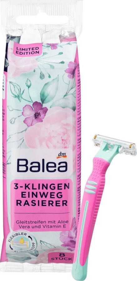 Balea Wegwerpscheermes voor dames 3 mesjes Schuifstrips met aloë vera en vitamine E (8 stuks)