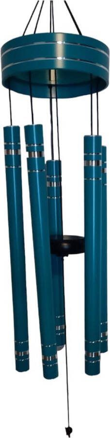 Bali-dream s Metalen turquoise gestemde windgong met 5 buizen 94 cm