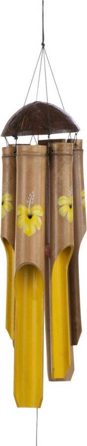 Bali-Dreams Bamboe windgong gong gele bloem 6 buizen 45 cm