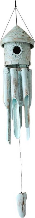 Bali-Dreams Bamboe windgong gong turquoise 6 buizen 47 cm