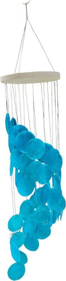 Bali-Dreams Windgong waterval blauw schelpen rond 56x14cm