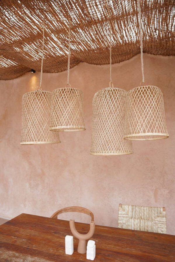 Bali Lifestyle Store Bamboe Hanglamp Set van 4 Lampenkap Lamp