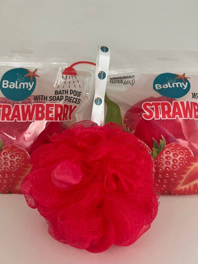 Balmy badspons strawberry met zeep