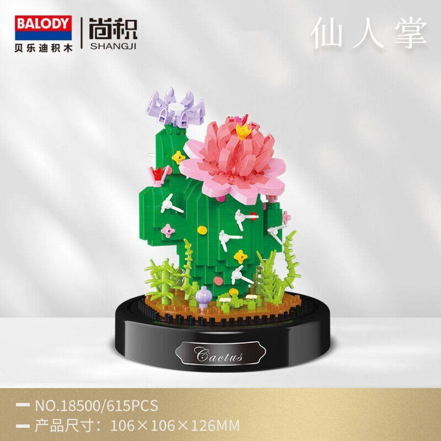 Balody Cactus onder stolp Nanoblocks minilego bouwset 3D puzzel 615 bouwsteentjes