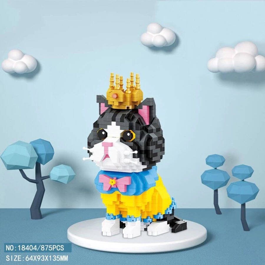 Balody Crowned Cat Nanoblocks miniblocks Bouwset 3D puzzel 875 bouwsteentjes 18404